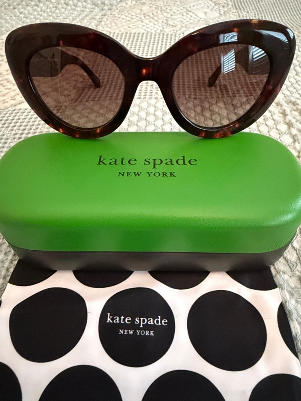 Kate Spade Capri Tortoise Shell cat eye sunglasses with case